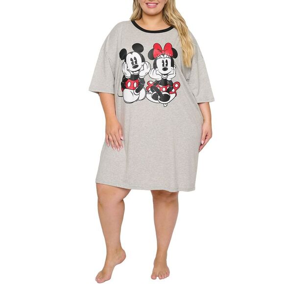 New Disney Plus Size Womens Sleep Shirt Mickey Minnie Mouse One Size Nightgown - Picture 6 of 8